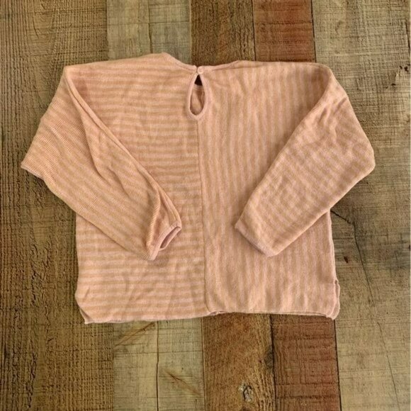 Zara girls pink striped long sleeve knit top with keyhole closure -3/4YR - Picture 3 of 7